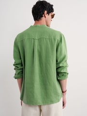 Seasalt Cornwall Green Mens Porlock 100% Linen Shirt - Image 2 of 5