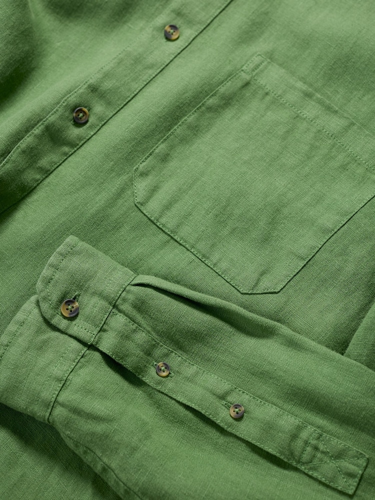 Seasalt Cornwall Green Mens Porlock 100% Linen Shirt - Image 5 of 5