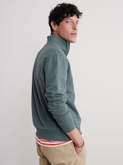 Seasalt Cornwall Grey Mens Wood Moss Quarter Zip 100% Cotton Sweatshirt - Image 2 of 5