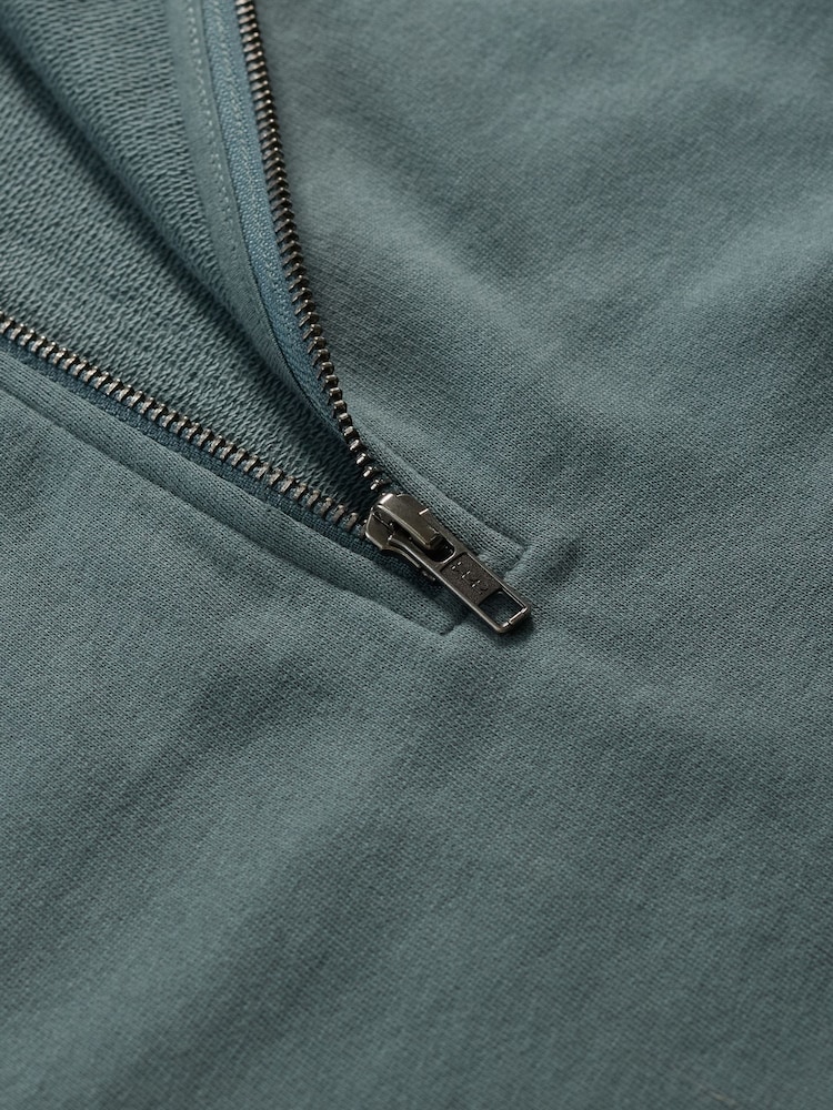 Seasalt Cornwall Grey Mens Wood Moss Quarter Zip 100% Cotton Sweatshirt - Image 5 of 5