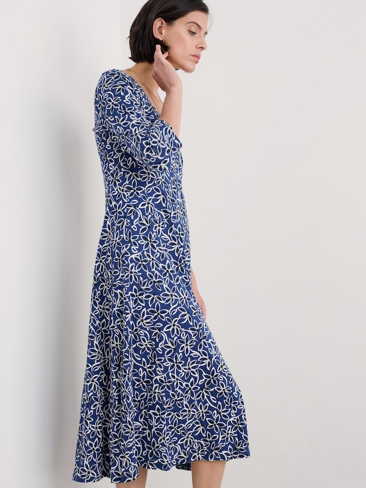 Seasalt Cornwall Black Petite Secret Cove 3/4 Sleeve Midi Dress - Image 1 of 5