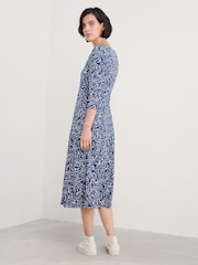 Seasalt Cornwall Black Petite Secret Cove 3/4 Sleeve Midi Dress - Image 2 of 5