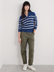 Seasalt Cornwall Blue Barbizan Long Sleeve Collared 100% Cotton Jumper - Image 3 of 5