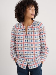 Seasalt Cornwall White/Red Multi Weaving Sea 100% Cotton Shirt - Image 1 of 5