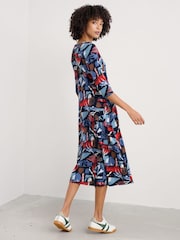 Seasalt Cornwall Black Wild Bouquet 3/4 Sleeve Midi Dress - Image 2 of 7