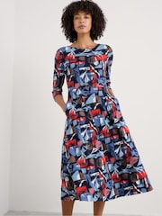 Seasalt Cornwall Black Wild Bouquet 3/4 Sleeve Midi Dress - Image 3 of 7