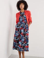 Seasalt Cornwall Black Wild Bouquet 3/4 Sleeve Midi Dress - Image 4 of 7
