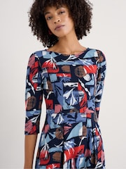 Seasalt Cornwall Black Wild Bouquet 3/4 Sleeve Midi Dress - Image 5 of 7
