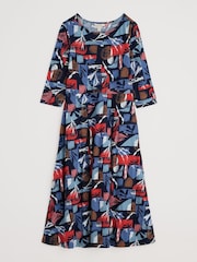 Seasalt Cornwall Black Wild Bouquet 3/4 Sleeve Midi Dress - Image 6 of 7