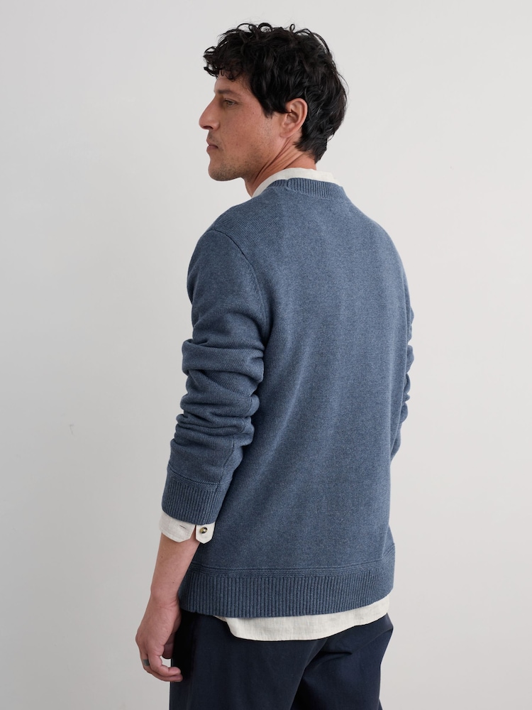 Blauw - Seasalt Cornwall Mens Moorstone Knitted Jumper - Image 2 of 5