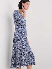 Seasalt Cornwall Blue Secret Cove 3/4 Sleeve Midi Dress - Image 3 of 5