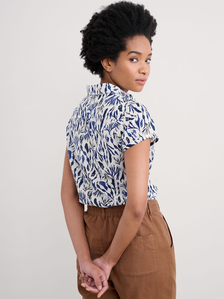 Seasalt Cornwall Blue Rushmaker Short Sleeve 100% Cotton Shirt - Image 3 of 5