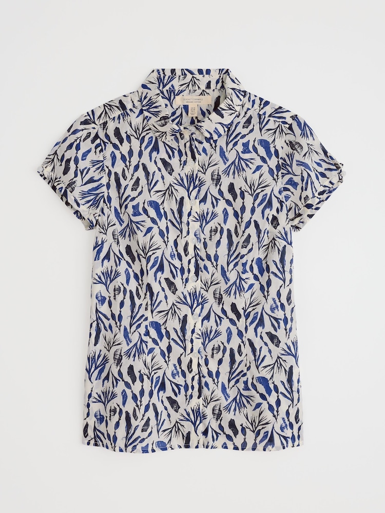 Seasalt Cornwall Blue Rushmaker Short Sleeve 100% Cotton Shirt - Image 4 of 5