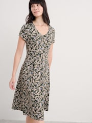 Seasalt Cornwall Green Secret Cove 3/4 Sleeve Midi Dress - Image 1 of 5