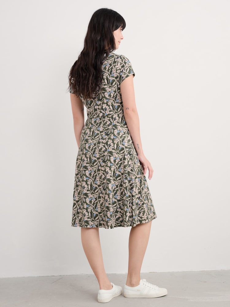 Seasalt Cornwall Green Secret Cove 3/4 Sleeve Midi Dress - Image 2 of 5