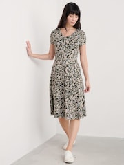 Seasalt Cornwall Green Secret Cove 3/4 Sleeve Midi Dress - Image 3 of 5
