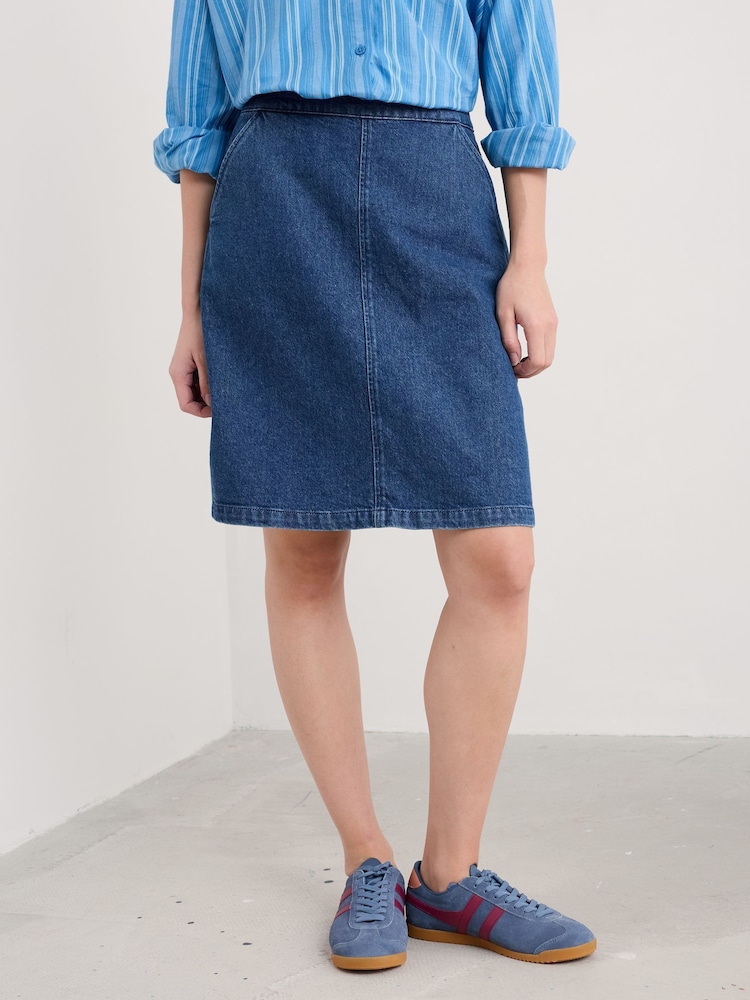 Seasalt Cornwall Blue Dovetail A-Line Corduroy Skirt - Image 1 of 5