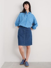 Seasalt Cornwall Blue Dovetail A-Line Corduroy Skirt - Image 3 of 5