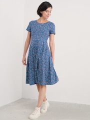Seasalt Cornwall Blue Tall Secret Cove 3/4 Sleeve Midi Dress - Image 1 of 5