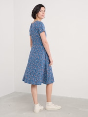 Seasalt Cornwall Blue Tall Secret Cove 3/4 Sleeve Midi Dress - Image 2 of 5