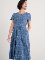 Seasalt Cornwall Blue Tall Secret Cove 3/4 Sleeve Midi Dress - Image 3 of 5
