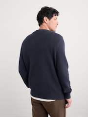 Seasalt Cornwall Blue Mens Mizzen 100% Cotton Knitted Jumper - Image 2 of 5