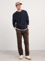 Seasalt Cornwall Blue Mens Mizzen 100% Cotton Knitted Jumper - Image 3 of 5