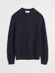 Seasalt Cornwall Blue Mens Mizzen 100% Cotton Knitted Jumper - Image 4 of 5