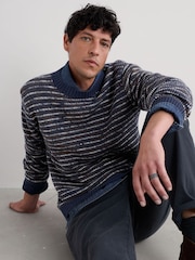 Seasalt Cornwall Blue Mens Fellwalker 100% Cotton Knitted Jumper - Image 1 of 7