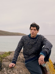 Seasalt Cornwall Blue Mens Fellwalker 100% Cotton Knitted Jumper - Image 2 of 7