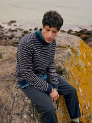 Seasalt Cornwall Blue Mens Fellwalker 100% Cotton Knitted Jumper - Image 3 of 7