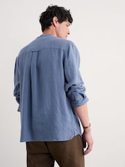 Seasalt Cornwall Blue Mens Porlock 100% Linen Shirt - Image 2 of 5