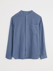 Seasalt Cornwall Blue Mens Porlock 100% Linen Shirt - Image 4 of 5