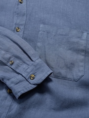 Seasalt Cornwall Blue Mens Porlock 100% Linen Shirt - Image 5 of 5
