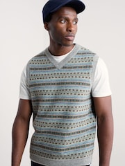 Seasalt Cornwall Grey Mens Fairisle Pattern Walt Vest - Image 3 of 5
