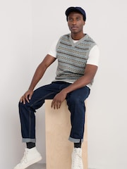 Seasalt Cornwall Grey Mens Fairisle Pattern Walt Vest - Image 7 of 10