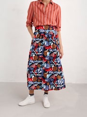 Seasalt Cornwall Black Multi Mevagissey 100%  Cotton Midi Skirt - Image 1 of 4