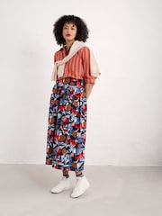 Seasalt Cornwall Black Multi Mevagissey 100%  Cotton Midi Skirt - Image 3 of 4