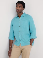 Seasalt Cornwall Blue Mens Curator 100% Linen Shirt - Image 1 of 5