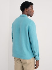 Seasalt Cornwall Blue Mens Curator 100% Linen Shirt - Image 2 of 5