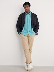 Seasalt Cornwall Blue Mens Curator 100% Linen Shirt - Image 3 of 5