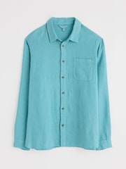 Seasalt Cornwall Blue Mens Curator 100% Linen Shirt - Image 4 of 5
