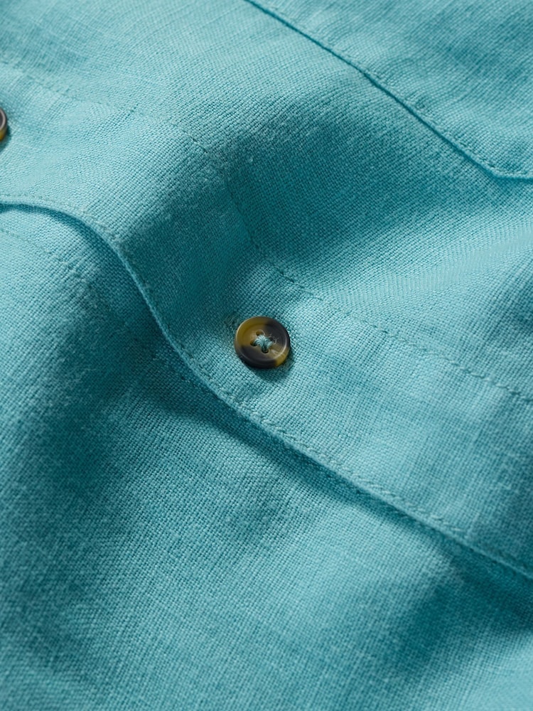 Seasalt Cornwall Blue Mens Curator 100% Linen Shirt - Image 5 of 5