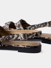 Mint Velvet Cream Leopard Print Leather Buckled Flat Shoes - Image 5 of 6