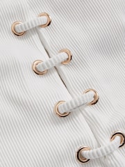 Reiss White Fabienne Ribbed Lace-Up Swimsuit - Image 5 of 5