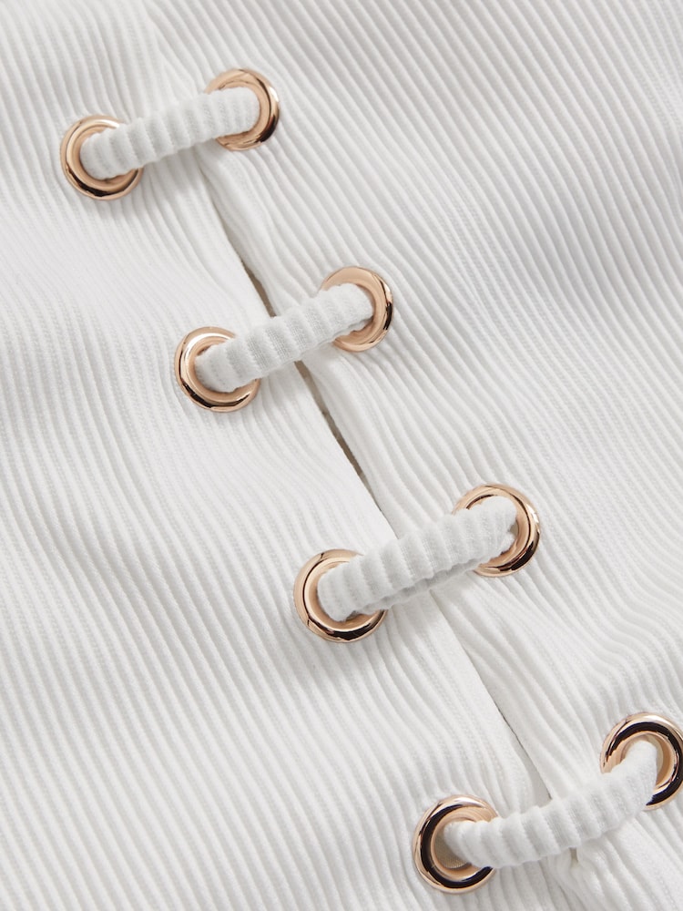 Reiss White Fabienne Ribbed Lace-Up Swimsuit - Image 5 of 5