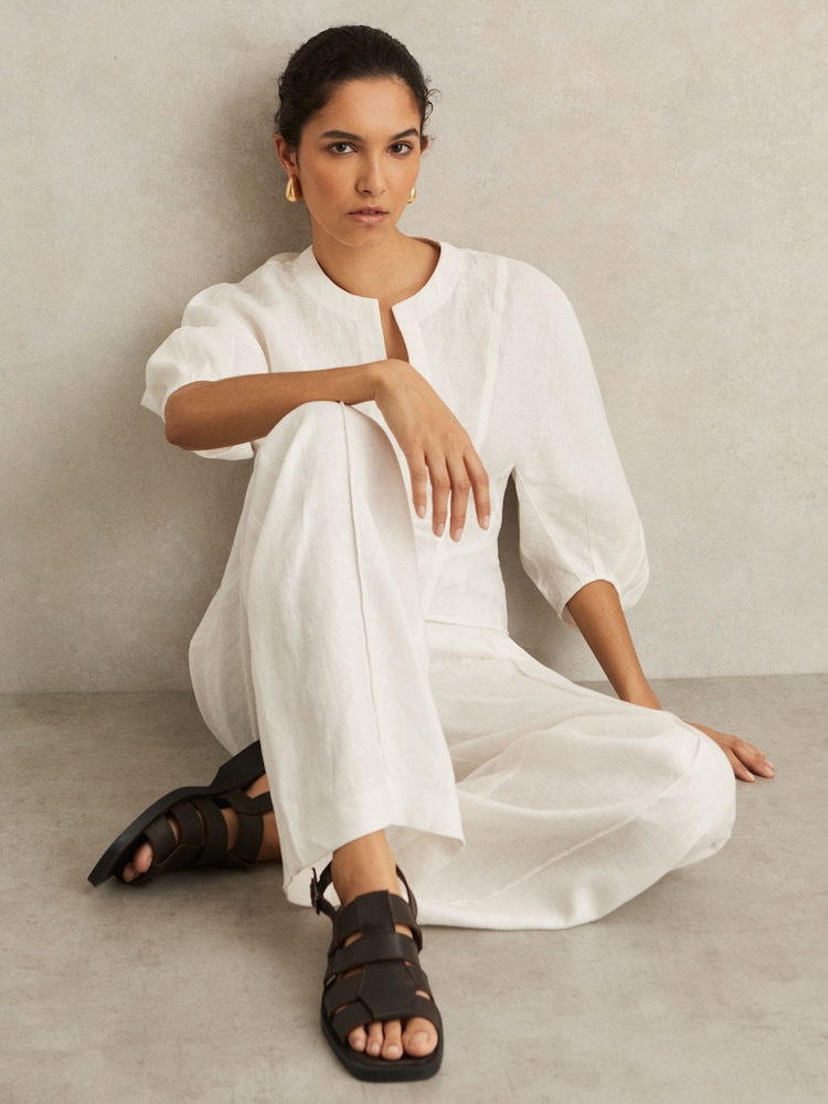 Reiss Chocolate Marlie Leather Fisherman Sandals - Image 2 of 5
