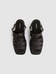 Reiss Chocolate Marlie Leather Fisherman Sandals - Image 3 of 5
