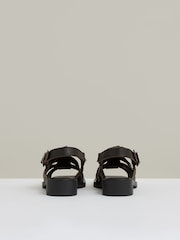Reiss Chocolate Marlie Leather Fisherman Sandals - Image 4 of 5