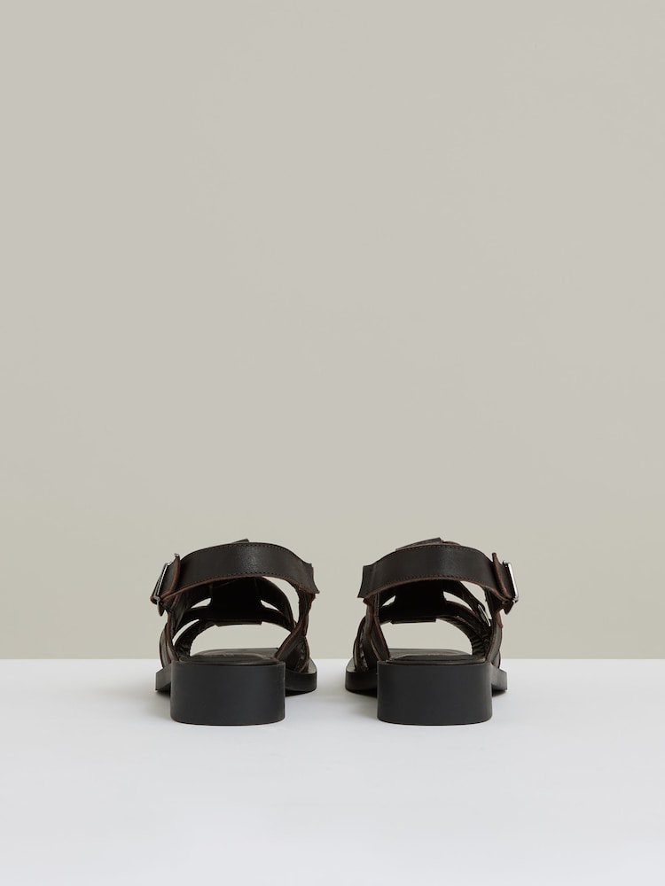 chocolat - Sandales en cuir style pêcheur Reiss Marlie - Image 4 of 5